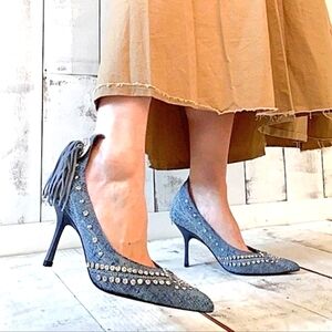 Jeffrey Campbell Blue Heels with Silver Accents